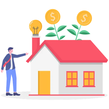 Businessman working on real estate investment  Illustration