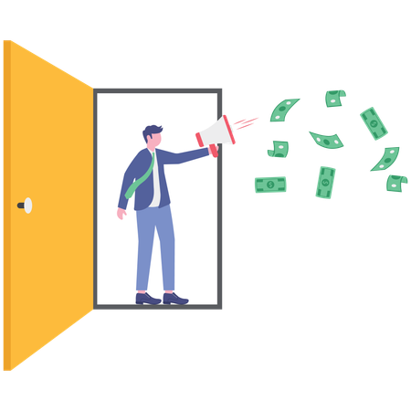 Businessman working on referral marketing  Illustration