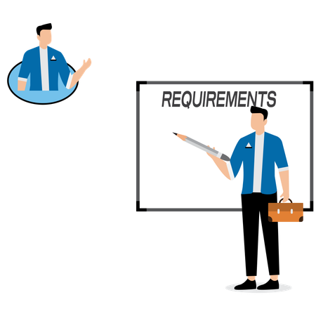 Businessman working on requirement gathering  Illustration