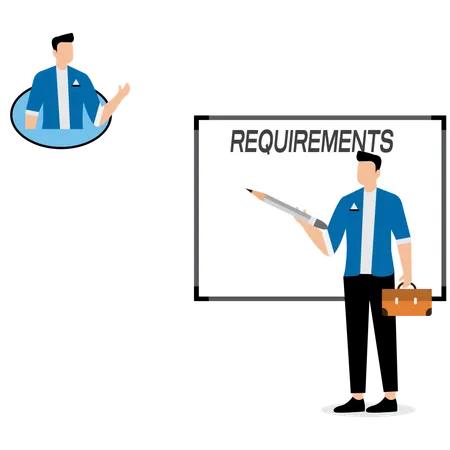 Businessman working on requirement gathering  Illustration