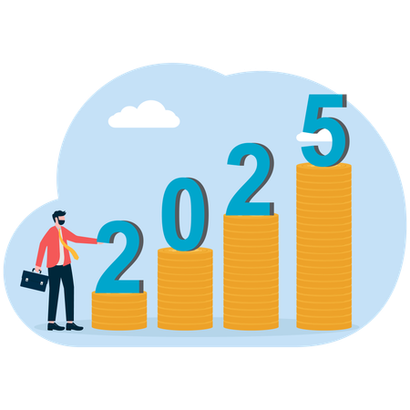 Businessman working on rising graph  Illustration