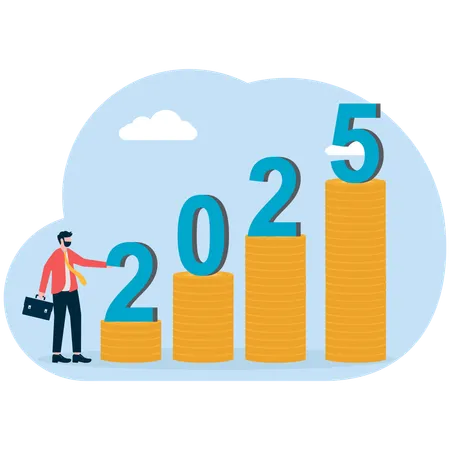 Businessman working on rising graph  Illustration