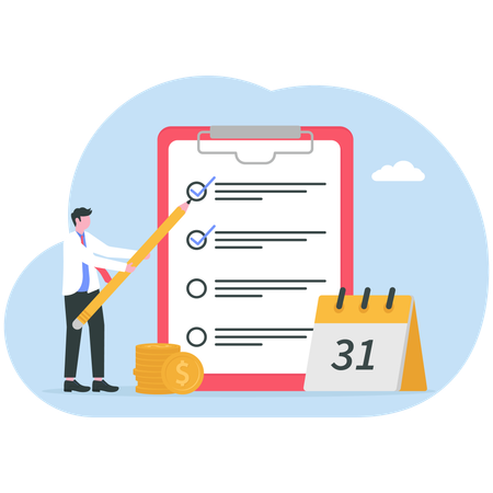 Businessman working on salary payment  Illustration