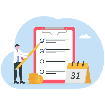 Businessman working on salary payment  Illustration
