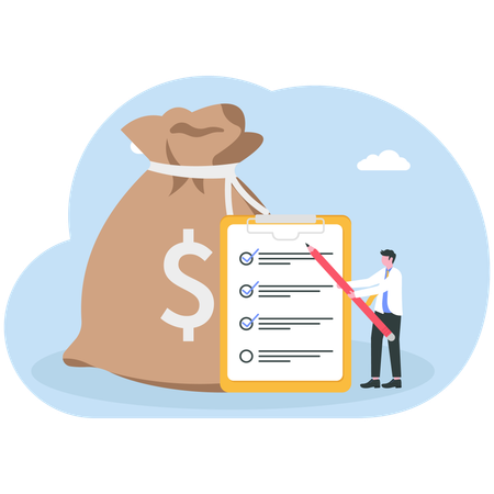 Businessman working on salary payment  Illustration