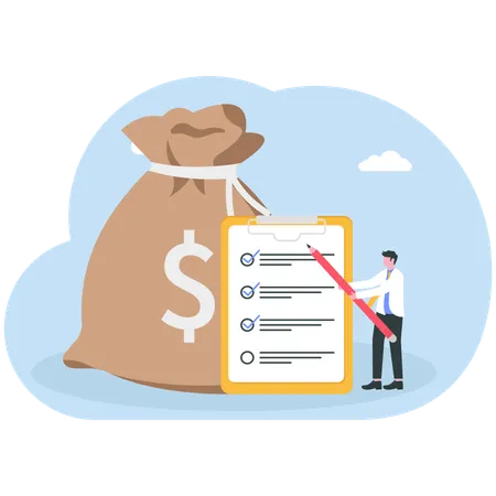 Businessman working on salary payment  Illustration