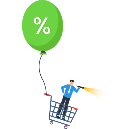 Businessman working on Sales and Discount  Illustration