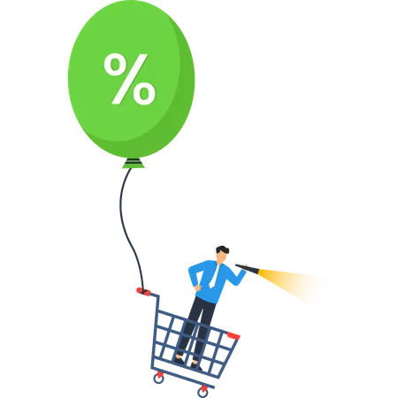 Businessman working on Sales and Discount  Illustration