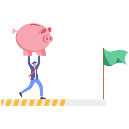 Businessman working on saving progress  Illustration