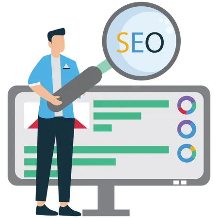Businessman working on search Engine Optimisation Strategy  Illustration