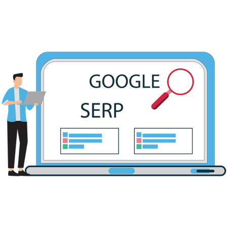 Businessman working on Search Engine Result Page  Illustration