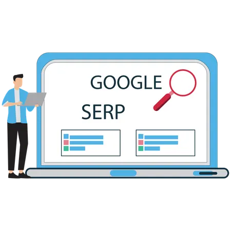 Businessman working on Search Engine Result Page  Illustration