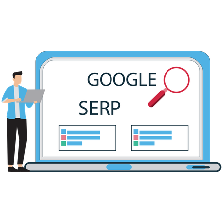 Businessman working on Search Engine Result Page  Illustration