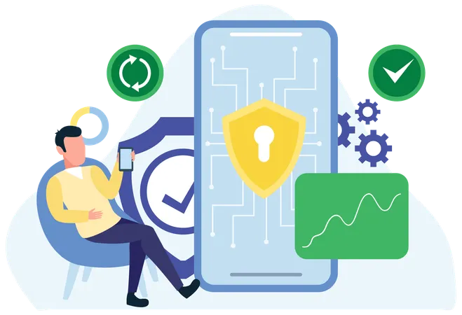 Businessman working on Secure Blockchain Technology  Illustration