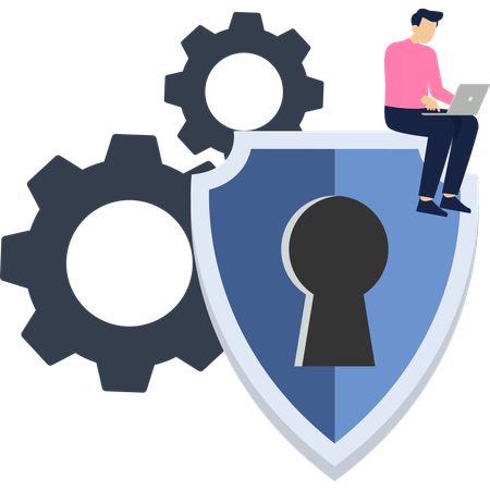 Businessman working on security setting  Illustration