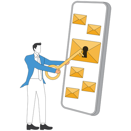 Businessman working on security system  Illustration