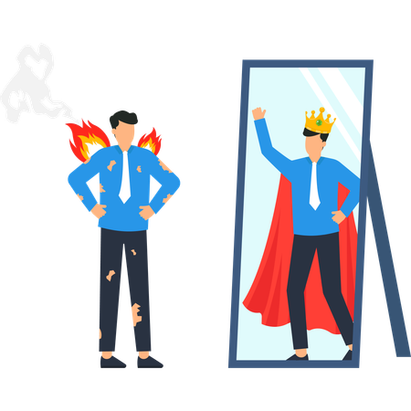 Businessman working on self deception  Illustration