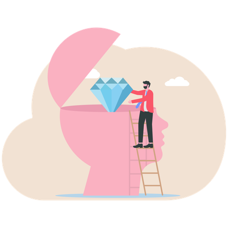 Businessman working on self discovery  Illustration