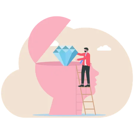 Businessman working on self discovery  Illustration