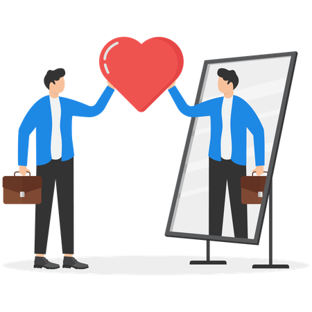 Businessman working on self love  Illustration