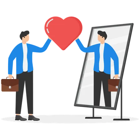 Businessman working on self love  Illustration