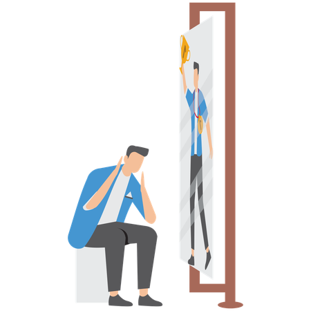 Businessman working on self perception  Illustration