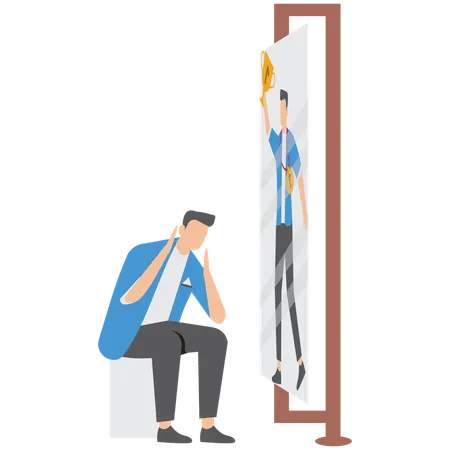 Businessman working on self perception  Illustration