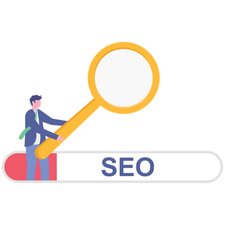 Businessman working on seo analysis  Illustration