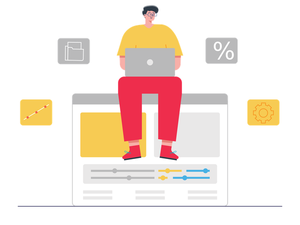 Businessman working on seo analysis  Illustration