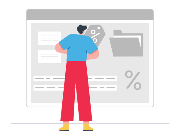 Businessman working on seo analysis  Illustration