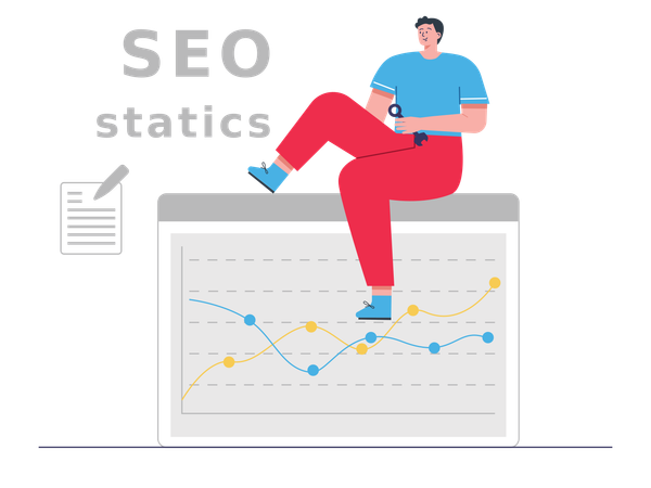 Businessman working on seo analysis  Illustration