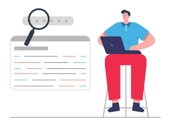 Businessman working on seo analysis  Illustration