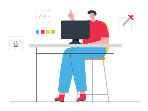 Businessman working on seo analysis  Illustration