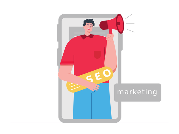 Businessman working on seo marketing  Illustration