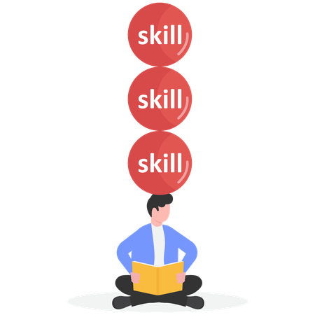 Businessman working on skill development  Illustration