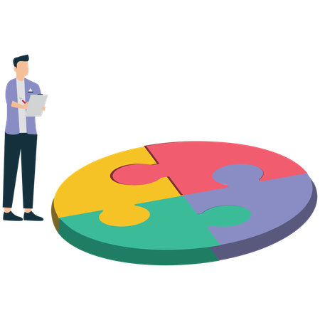 Businessman working on smart investment asset allocation  Illustration