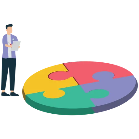 Businessman working on smart investment asset allocation  Illustration