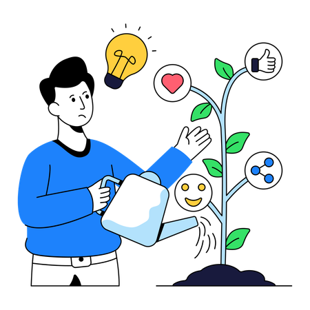 Businessman working on Social Media Growth  Illustration
