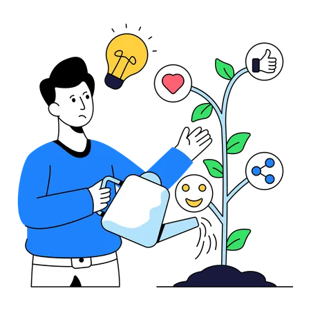 Businessman working on Social Media Growth  Illustration