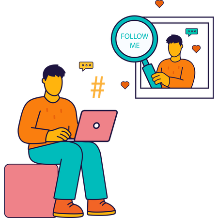 Businessman working on social media  Illustration