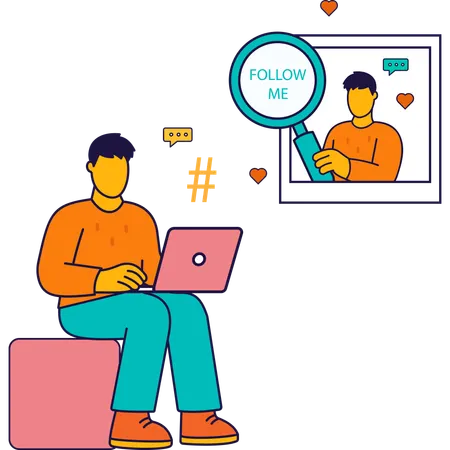 Businessman working on social media  Illustration