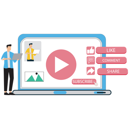 Businessman working on Social Media Strategy Planning  Illustration