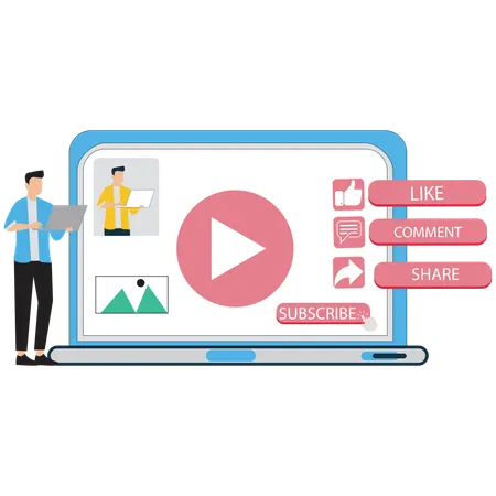 Businessman working on Social Media Strategy Planning  Illustration