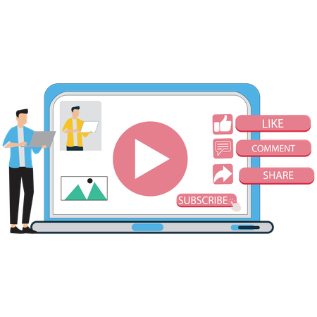 Businessman working on Social Media Strategy Planning  Illustration
