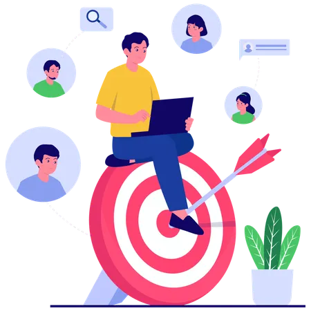 Businessman working on social targeting  Illustration