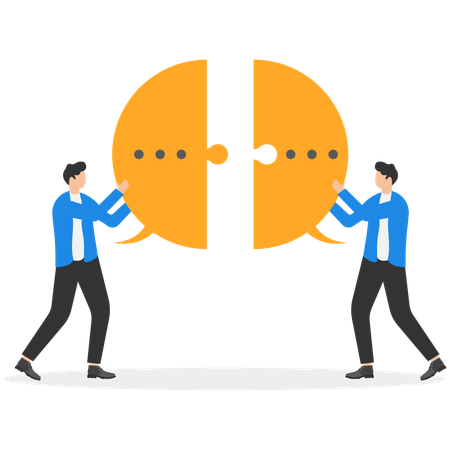 Businessman working on speech bubble  Illustration