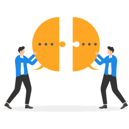 Businessman working on speech bubble  Illustration