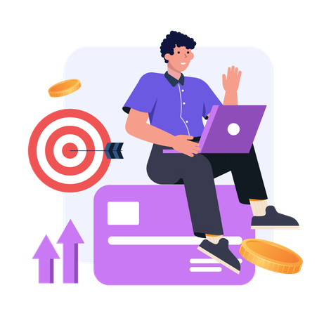 Businessman working on startup  Illustration