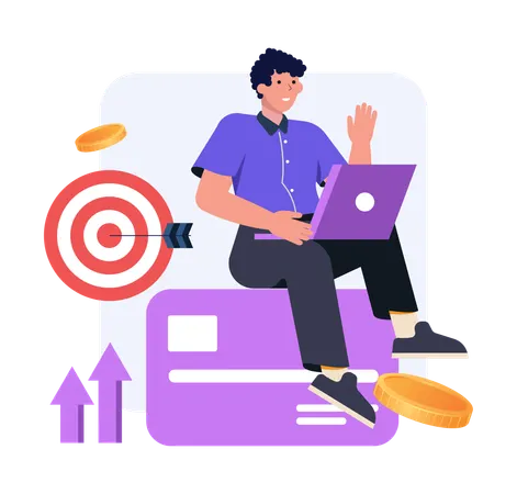 Businessman working on startup  Illustration