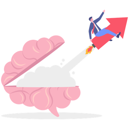 Businessman working on startup idea  Illustration